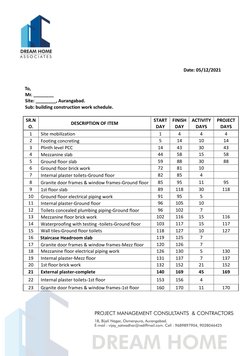 Building Construction Work Schedule | PDF | Building Engineering ...
