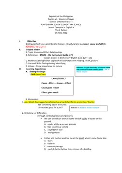 Republic of the Philippines
Region VI – Western Visayas
District of Pontevedra – I
PONTEVEDRA SOUTH ELEMENTARY SCHOOL
Lesson