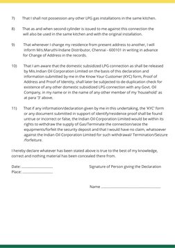 Indian Gas Connection Surrender Form.pdf Indane LPG Connection Declaration Form | PDF | Liquefied Petroleum Gas ...