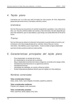 SENATI - IPACE
Patronaje Industrial en Tejido Plano para Caballeros - La Casaca
1 6
Guía del Participante
4 . Tejido plano
Ll