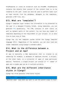 HttpResponse or raise an exception such as Http404. HttpResponse
contains the objects that consist of the content that is to