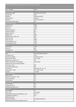 null
N.A: : No aplica
HILUX
Especificaciones
Nombre del modelo
HILUX 4X4  D/C 1GD SR
Código TDP
2166
Katashiki
GUN126L-DGFSXF