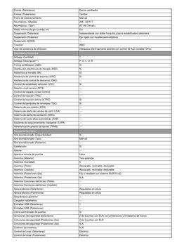 Frenos (Delanteros)
Discos ventilados
Frenos (Posteriores)
Tambor
Freno de estacionamiento
Manual
Neumáticos  (Medida)
265 /