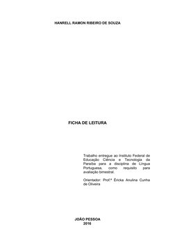 HANRELL RAMON RIBEIRO DE SOUZA
FICHA DE LEITURA
Trabalho entregue ao Instituto Federal de
Educação  Ciência  e  Tecnologia  d