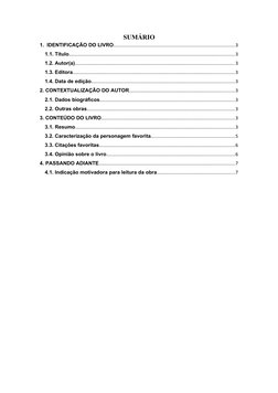 SUMÁRIO
1.  IDENTIFICAÇÃO DO LIVRO...........................................................................................