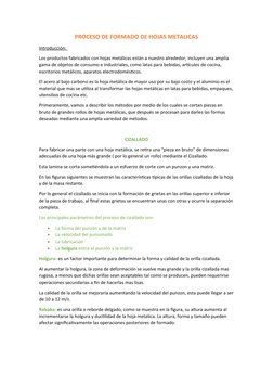 PROCESO DE FORMADO DE HOJAS METALICAS
Introducción: 
Los productos fabricados con hojas metálicas están a nuestro alrededor,