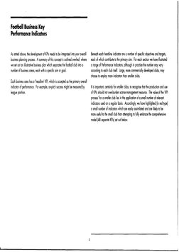 Football Business Key
Performance Indicators
As stated above, the development of KPIs needs to be integrated into your overal