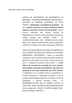 exercendo o mesmo ramo de atividade:
AGRAVO  DE  INSTRUMENTO  EM  CUMPRIMENTO  DE
SENTENÇA – SUCESSÃO EMPRESARIAL CONFIGURADA