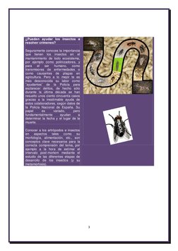 3 
 
 
 
¿Pueden ayudar los insectos a 
resolver crímenes? 
Seguramente conoces la importancia 
que 
tienen 
los 
insectos 
e
