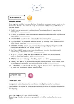 ___________________________________________________________________________  
MELC 1-2 Week No.1-2 Code: CAR11/12IAC-0a-1  
C