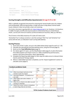 Sdq Form SDQ Scoring Guide for Ages 4-17 | PDF | Caregiver | Attention Deficit ...