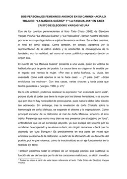 DOS PERSONAJES FEMENINOS ANDINOS EN SU CAMINO HACIA LO
TRÁGICO: “LA MAÑUCA SUÁREZ” Y “LA PASCUALINA” EN TAITA
CRISTO DE ELEOD
