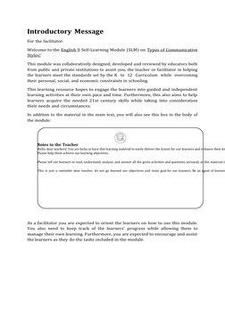 Notes to the Teacher
Hello, dear teachers! You are lucky to have this learning material to easily deliver the lesson for our