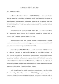 7 
 
CAPITULO I: GENERALIDADES  
1.1 
INTRODUCCIÓN 
La Empresa Prestadora de Servicios – EPS EMPSSAPAL S.A. tiene como objeti