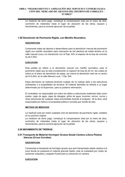 OBRA: “MEJORAMIENTO Y AMPLIACIÓN DEL SERVICIO Y COMERCIALIZA-
CIÓN DEL MERCADO DE ABASTOS DEL DISTRITO DE CORRALES –
TUMBES”