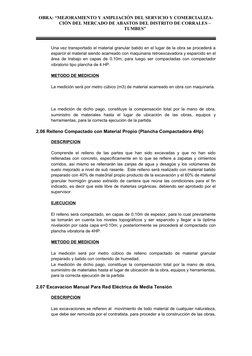 OBRA: “MEJORAMIENTO Y AMPLIACIÓN DEL SERVICIO Y COMERCIALIZA-
CIÓN DEL MERCADO DE ABASTOS DEL DISTRITO DE CORRALES –
TUMBES”
