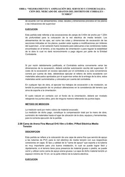 OBRA: “MEJORAMIENTO Y AMPLIACIÓN DEL SERVICIO Y COMERCIALIZA-
CIÓN DEL MERCADO DE ABASTOS DEL DISTRITO DE CORRALES –
TUMBES”