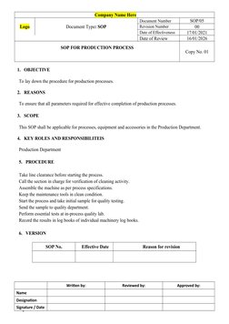 SOP for Production Process Management | PDF | Verification And Validation