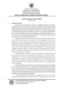 Project HOPE: Reading Skills Report | PDF | Reading Comprehension ...