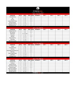 HYBRID - FULL BODY - WEEK 5
DAY 1 - FULL BODY #1
EXERCISE
SETS
REPS
REST (Mins)
INTENSITY
SET 1
SET 2
SET 3
SET 4
Good Mornin