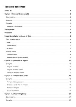 Tabla de contenido
Acerca de
1
Capítulo 1: Empezando con unity3d
2
Observaciones
2
Versiones
2
Examples
5
Instalación o confi