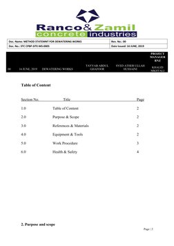 Dewatering Method Statement for Project | PDF | Water | Occupational ...