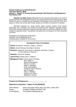 Quarter 2 - Module 16: Community-Based Disaster Risk Reduction and ...