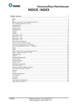 T19528B
Catálogo de Peças / Romi GL240 v1.0
Parts Catalogue / Romi GL240 v1.0
CATÁLOGO DE PEÇAS / PARTS CATALOGUE
ÍNDICE / IN