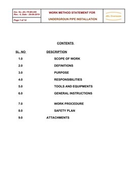 Underground Pipe Installation Method Statement | PDF | Pipe (Fluid ...