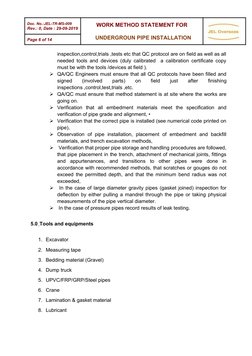 Underground Pipe Installation Method Statement | PDF | Pipe (Fluid ...