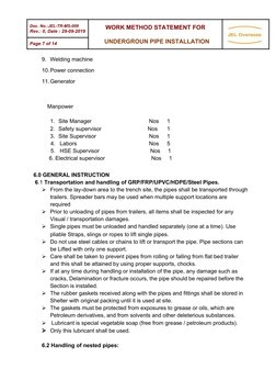 Underground Pipe Installation Method Statement | PDF | Pipe (Fluid ...