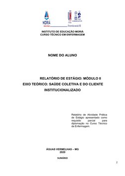 2
                                  INSTITUTO DE EDUCAÇÃO MORIÁ
CURSO TÉCNICO EM ENFERMAGEM 
NOME DO ALUNO
                 R