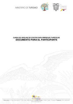 CURSO DE ANÁLISIS DE COSTOS PARA EMPRESAS TURÍSTICAS 
DOCUMENTO PARA EL PARTICIPANTE