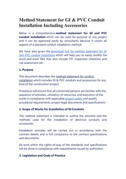 Method Statement for Conduit Installation | PDF | Specification ...