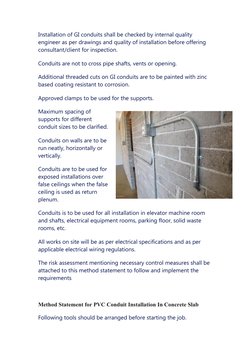 Method Statement for Conduit Installation | PDF | Specification ...