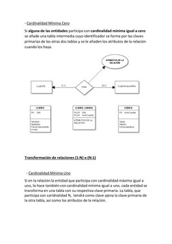 - Cardinalidad Mínima Cero   
Si alguna de las entidades participa con cardinalidad mínima igual a cero 
se añade una tabla i