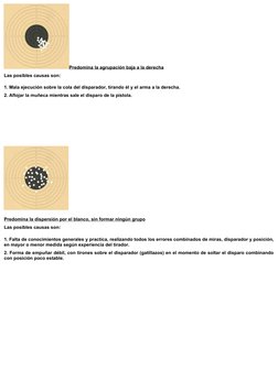 Predomina la agrupación baja a la derecha
Las posibles causas son:
1. Mala ejecución sobre la cola del disparador, tirando él