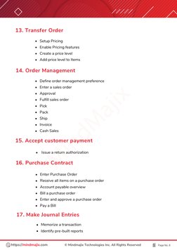 13. Transfer Order
16. Purchase Contract
14. Order Management
17. Make Journal Entries
15. Accept customer payment
Setup Pric