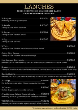 X-Burguer.............................................................................
Hambúrguer de 160g com queijo
X-Salada