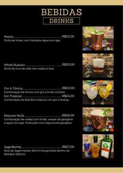 BEBIDAS
DRINKS
Mojito..................................................................................
Drink de limão, rum,