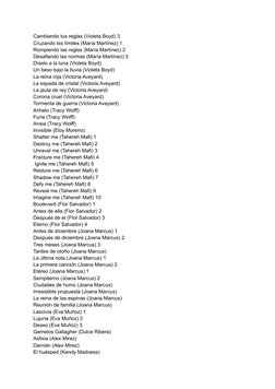 Cambiando tus reglas (Violeta Boyd) 3
Cruzando los límites (María Martínez) 1
Rompiendo las reglas (María Martínez) 2
Desafia