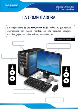 Evaluación de entrada 
 
LA COMPUTADORA 
 
 
 
La computadora es una MAQUINA ELECTRÓNICA, que realiza 
operaciones con mu
