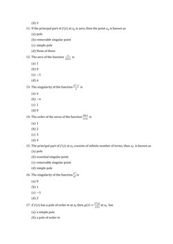 Complex Analysis MCQs with Answers | PDF | Complex Analysis | Power Series