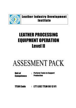 LEATHER PROCESSING 
EQUIPMENT OPERATION 
Level II 
 
 
 
 
 
 
 
 
 
 
Unit of 
Competence 
: Per