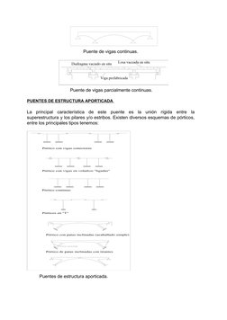 Puente de vigas continuas. 
 
 
 Puente de vigas parcialmente continuas. 
PUENTES DE ESTRUCTURA APORTICADA 
 
La  principa