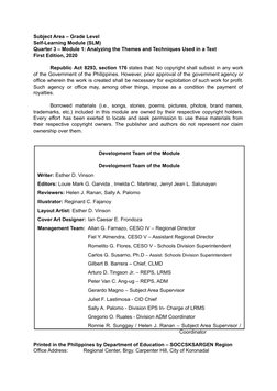 Creative Nonfiction Quarter 3 - Module 1: Analyzing The Themes and ...