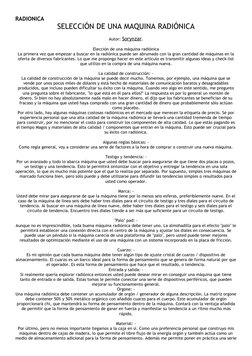RADIONICA
SELECCIÓN DE UNA MAQUINA RADIÓNICA
Autor: Sorynzar.
Elección de una máquina radiónica
La primera vez que empezar a