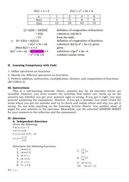 II. Learning Competency with Code
1. Define operations on functions
2. Identify the different operations on functions.
3. Per