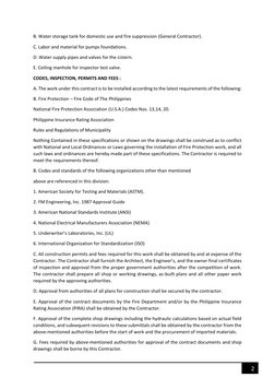 2 
 
B. Water storage tank for domestic use and fire suppression (General Contractor).  
C. Labor and material for pumps fo