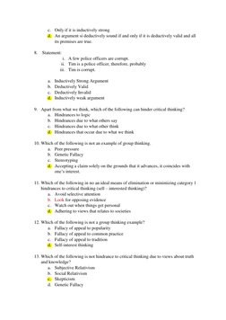 Critical Thinking Exam Questions & Answers | PDF | Argument | Deductive ...